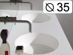 Plan vasque lavabo circulaire ⦰ 35 cm sur mesure Largeur 100 à 201 x P 40 à 51 cm Finition lisse 10 couleurs au choix, Anti bactérien Résine Akrytan® dans la masse Livraison Offerte.